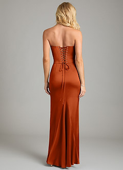 Azazie Sorrel Bridesmaid Dresses Burnt Orange Mermaid Strapless Stretch Satin Convertible Dress image2