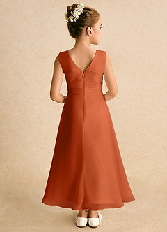 Azazie Edelweiss Flower Girl Dresses Burnt Orange A-Line Pleated Chiffon Dress image6