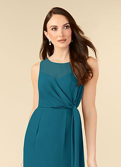 Azazie Marchioness Mother of the Bride Dresses Ink Blue A-Line Scoop Pleated Chiffon Dress image5