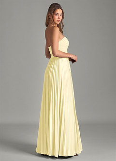 Azazie Chiana Bridesmaid Dresses Lemon Sorbet A-Line Strapless Chiffon Dress image5