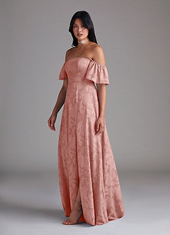 Azazie Sue Bridesmaid Dresses Rosette A-Line Off the Shoulder Floral Burnout Convertible Dress image4