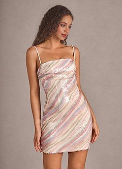 Zara Arc En Ciel Rose Robe courte à sequins image5
