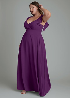 Azazie Leilani Bridesmaid Dresses Grape A-Line Pleated Chiffon Dress image10