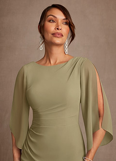 Azazie Anaheim Mother of the Bride Dresses Moss Green A-Line Pleated Chiffon Dress image4