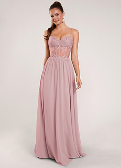 Thalyago Rosa Ballkleid aus Chiffon mit Perlenbesatz, Spitze und Satin-Einsatz image5
