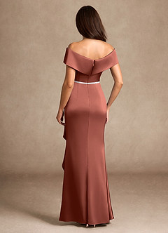 Azazie Dareia Mère de la mariée Robes Robe Sirène en Satin extensible Épaule décolletée Auburn image5