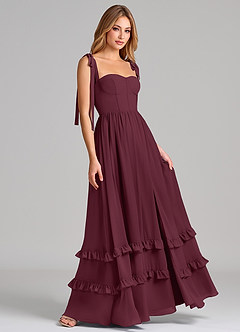 Azazie Anastacia Bridesmaid Dresses Cabernet A-Line Sweetheart Neckline Chiffon Dress image4