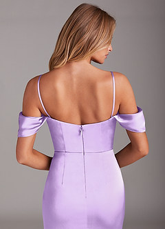 Azazie Saige Brautjungfernkleider Meerjungfrau-Linie Schulterfrei Stretch-Satin Kleid Flieder image6