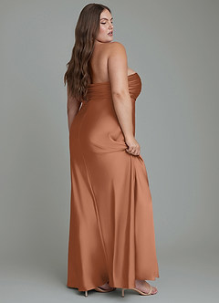 Azazie Saylor Vestidos de damas de honor Vestido Bronceador de Satén Elástico de Corte Sirena con Palabra de honor image12