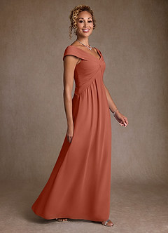 Azazie Myrtle Kleider für die Brautmutter A-Linie Plissee Chiffon Kleid Lehm image3
