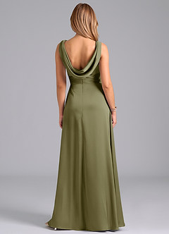 Azazie Karina Bridesmaid Dresses Pistachio A-Line Pleated Stretch Satin Dress image6