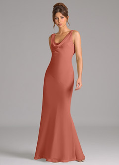 Azazie Rylina Bridesmaid Dresses Clay Mermaid Pleated Chiffon Dress image3