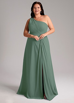 Azazie Brooke Jurken voor bruidsmeisjes Jurk van Chiffon met A-Lijn One-Shoulder Eucalyptus image10