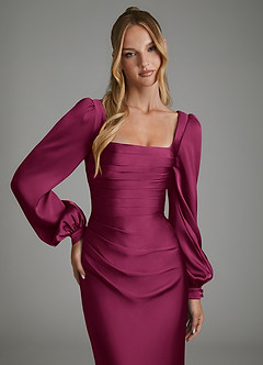 Azazie Brianna Brautjungfernkleider Meerjungfrau-Linie Korsett Stretch-Satin Kleid Rote Pflaume image3