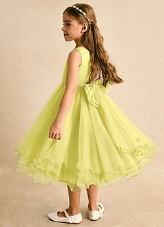 Azazie Lass Flower Girl Dresses Canary A-Line Bow Tulle Dress image3