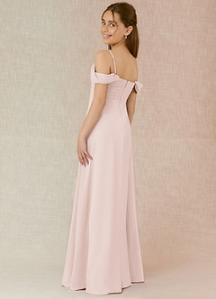 Azazie Kaitlynn Junior Vestido de Pétalo De Rosa de Gasa de Corte En A con Vestidos sin tirantes image5