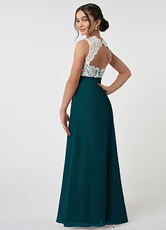 Azazie Rana Junior A-Linie Spitze Chiffon Kleid Kiefer image4