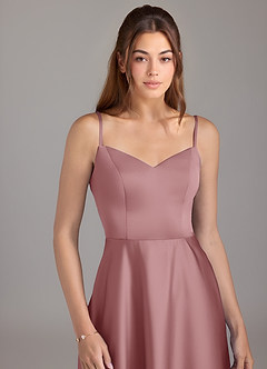 Azazie Marley Bridesmaid Dresses Dusty Rose A-Line Off the Shoulder Stretch Satin Convertible Dress image2