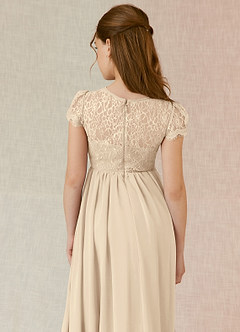 Azazie Delevingne Junior Champagne A-Line Lace Chiffon Dress image5