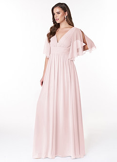 Azazie Temeka Brautjungfernkleider A-Linie Gestreift Chiffon Kleider Zartrosa image3