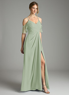 Azazie Dakota Bridesmaid Dresses Dusty Sage A-Line V-Neck Pleated Chiffon Dress image5