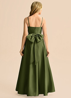 Azazie Rumi Junior Linia A Pofałdowany Satyna elastyczna Długość podłogi Młodsza druhna Sukienka image2