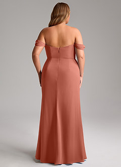 Azazie Saige Bridesmaid Dresses Clay A-Line Off the Shoulder Chiffon Convertible Dress image15