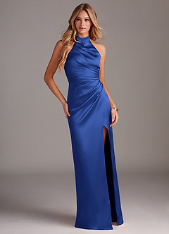 Azazie Jemma Brautjungfernkleider Etui Plissee Stretch-Satin Kleid Königsblau image3