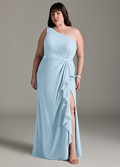Azazie Liza Brautjungfernkleider Meerjungfrau-Linie One-Shoulder Chiffon Kleid Himmelblau image6
