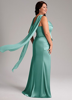 Azazie Sorrel Jurken voor bruidsmeisjes Converteerbaar Jurk van Stretch Satijn met Zeemeermin Strapless Aqua image8