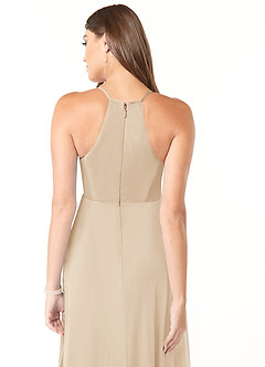 Azazie Annabelle Vestidos de dama de honra para maternidade Vestir Linha A Plissado Comprimento do chão Malha image3