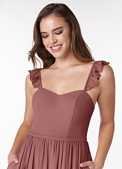 Azazie Metz Bridesmaid Dresses Desert Rose A-Line Sweetheart Ruched Chiffon Dress image5