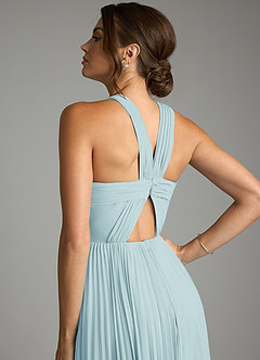Azazie Afra Abiti da Damigella Abito A-Line in Chiffon Plissettato Sea Glass image6