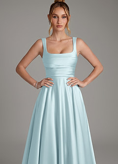 Azazie Azaria Brautjungfernkleider A-Linie Korsett Stretch-Satin Kleid Wolke Blau image6