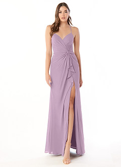 Azazie Aribella Bridesmaid Dresses Wisteria Sheath Ruched Chiffon Dress image1