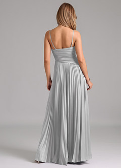 Azazie Vini Brautjungfernkleider A-Linie Plissee Stretch-Satin Kleid Silber image6