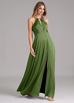 Azazie Evalleen Bridesmaid Dresses Juniper A-Line Pleated Stretch Satin Dress image5