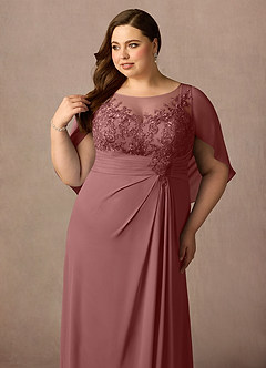 Azazie Hera Mother of the Bride Dresses Desert Rose A-Line Lace Capelet Chiffon Dress image11