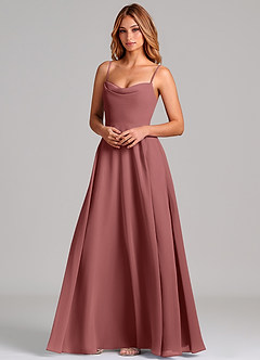 Azazie Elle Bridesmaid Dresses Amethyst A-Line Pleated Chiffon Dress image4