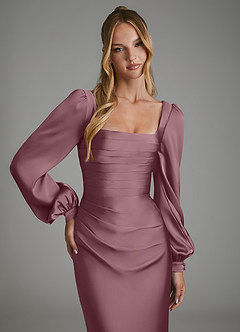 Azazie Brianna Bridesmaid Dresses Amethyst Mermaid Corset Stretch Satin Dress image3