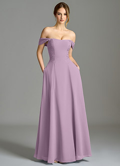 Azazie Oasis Bridesmaid Dresses Wisteria A-Line with Pockets Chiffon Dress image2