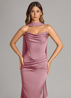 Azazie Sorrel Bridesmaid Dresses Vintage Mauve Mermaid Strapless Stretch Satin Convertible Dress image5