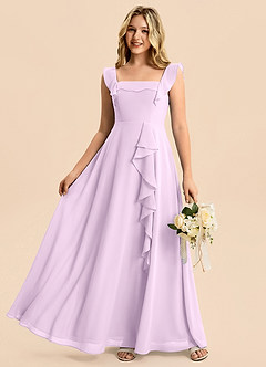 Azazie Nori Junior Frosted Lilac A-Line Ruched Chiffon Dress image6