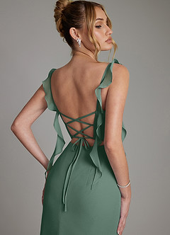 Azazie Jessamine Bridesmaid Dresses Sea Moss Mermaid Corset Chiffon Dress image2