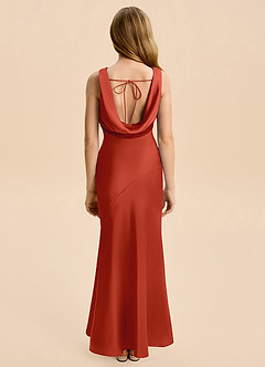 Azazie Rylina Junior Rust Mermaid Stretch Satin Dress image2