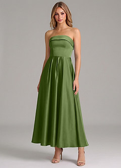 Azazie Lucienne Suknie dla druhen Linia A Pofałdowany Satyna elastyczna Długość kostki Sukienka image1