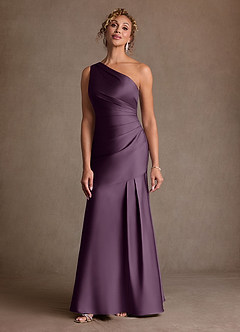 Azazie Haifa Abiti per la Madre della Sposa Abito Sirena in Raso Elasticizzato Monospalla Prugna image1