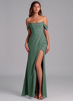 Azazie Johana Jurken voor bruidsmeisjes Converteerbaar Jurk van Chiffon met Zeemeermin Off the Shoulder Zeemos image1