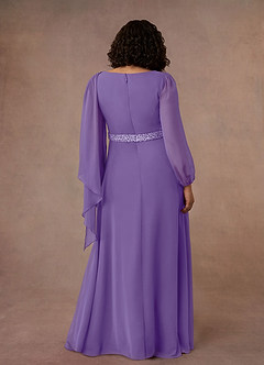 Azazie Priyanka Mother of the Bride Dresses Tahiti A-Line Boatneck Pleated Chiffon Dress image4