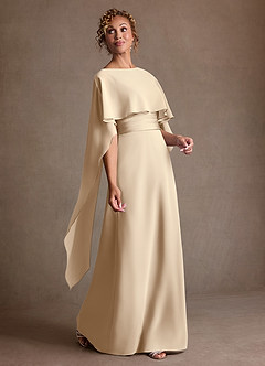 Azazie Marilla 신부의 어머니 드레스 A라인 주름진 쉬폰 플로어 길이 드레스 image2